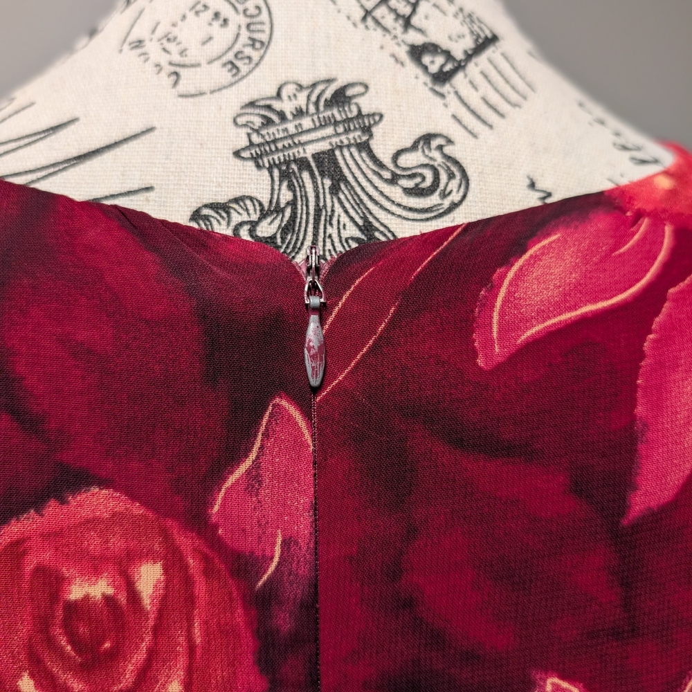 Vintage 90s Rose Patterned Sleeveless Mini Dress Size 4 - Picture 3 of 9